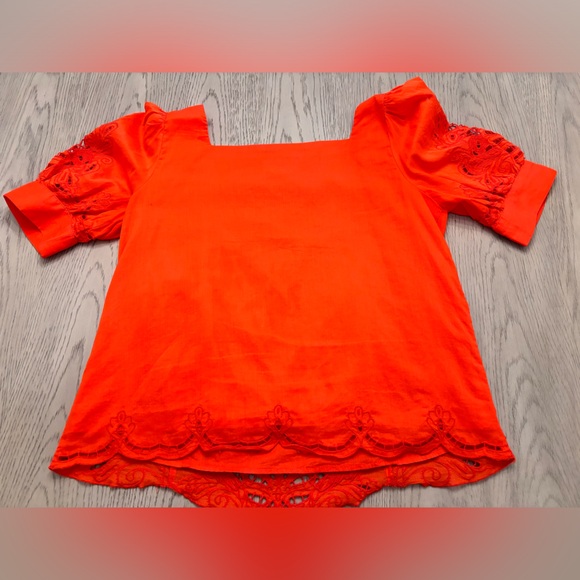 Anthropologie Bright Orange/Red Cut Out Blouse Size S - Picture 3 of 7